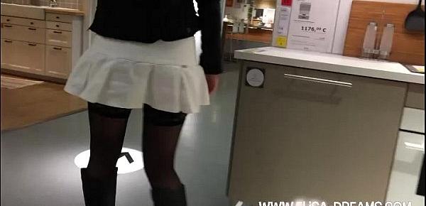  Upskirt and Flashing in a famous shop